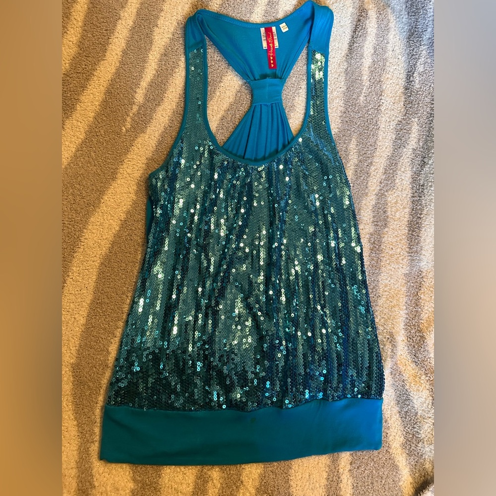 Sequin blue tank top